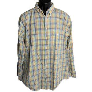 T Harris London Button Down Shirt L Rainbow Check Plaid Long Sleeve Chest Pocket